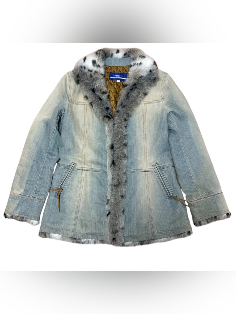 Burberry Light Blue Denim Jacket with White Fur Trim - Picture 5 of 9